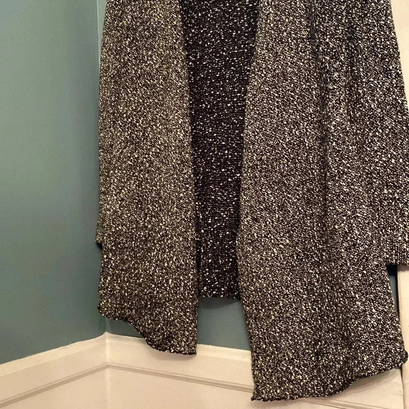 Eileen Fisher black/white 100% cotton open cardigan - long sleeve - medium - Picture 4 of 6